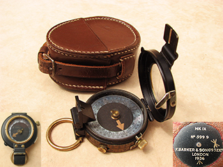 Francis Barker WW2 MK IX prismatic marching compass with case